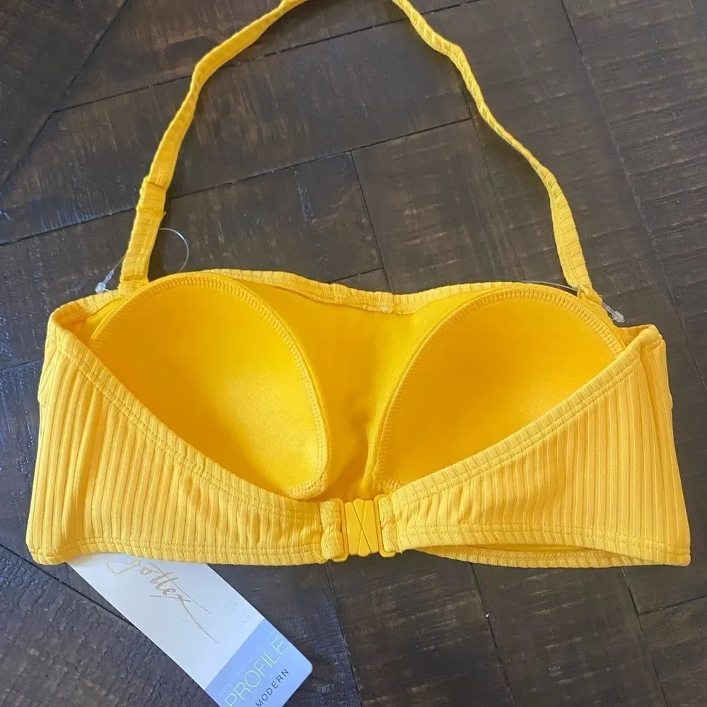 Gottex Profile Yellow Button Adjustable Halter Bikini Top Size 10 New